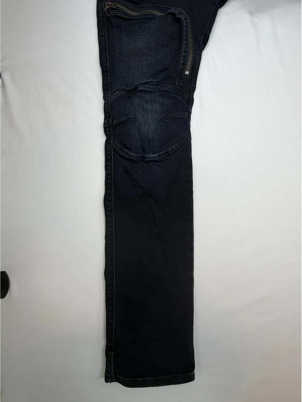 G Raw Air Defence Men Skinny Jeans Moto Zip Size 34 Dark Blue